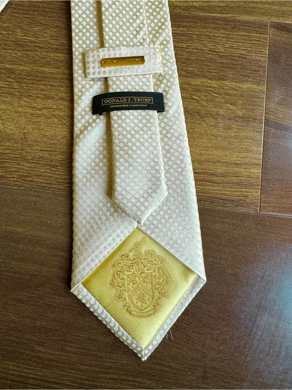 Classic DONALD J. TRUMP Cream Men's Tie - Textured Microdot Pattern